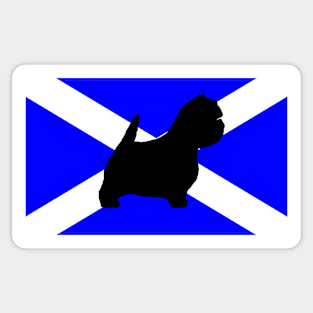 west highland white terrier silhouette on flag Sticker